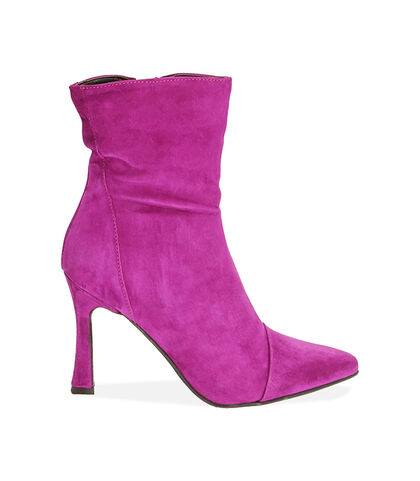 Ankle boots fucsia in camoscio, tacco 10 cm , Valerio 1966, 20L6T7088CMFUCS035, 001