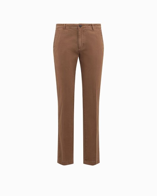 Pantaloni cognac slim fit con tasche, COGNAC