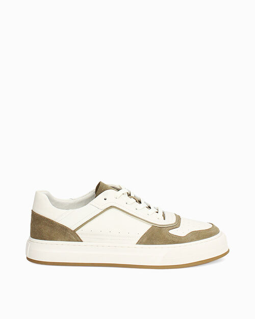 Sneakers da uomo in pelle bianco-beige, MULTI COLOR