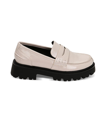 Mocassini platform panna in naplak, tacco 5 cm, 2249T5438NPPANN035, 001