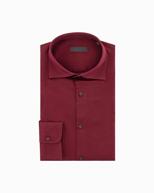 Camicia bordeaux in cotone, BURGUNDY