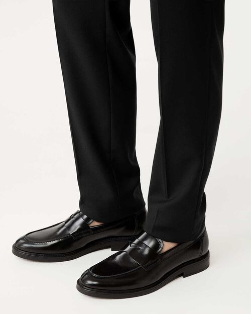 Mocassino nero con cuciture decorative, BLACK