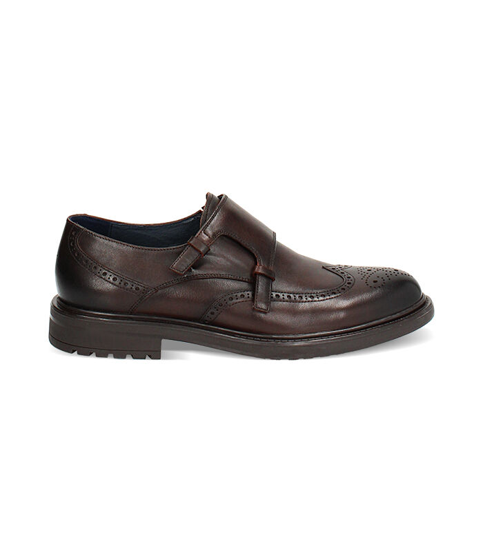 Stringate monk-strap moro in pelle, Valerio 1966, 24U6T3812PEMORO041