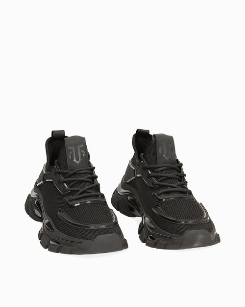 Sneakers nere in tessuto, BLACK