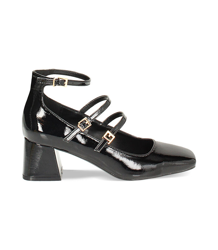 Décolleté nere in naplak, tacco largo 6 cm, Valerio 1966, 2449T1307NPNERO035