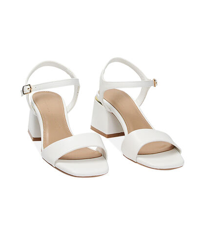 Sandali bianchi tacco largo, 2349T3107EPBIAN035, 002