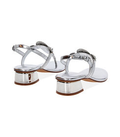 Sandalo infradito da donna in laminato e pietre color argento, Valerio 1966, 2549T6221LPARGE035, 004 preview