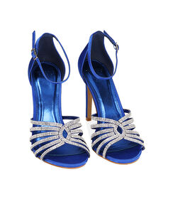 Sandali blu in raso, tacco 10,5 cm, Valerio 1966, 2121T5620RSBLUE035, 002 preview