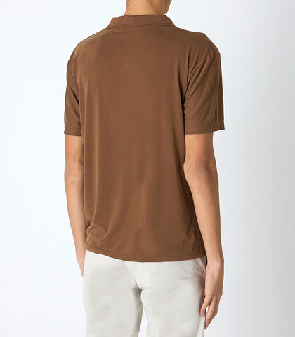 T-shirt uomo con colletto marrone, 25N8T0043TSMARRI, 002