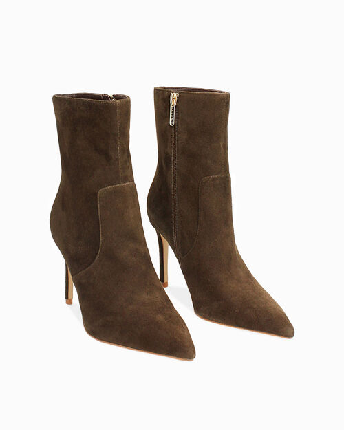 Tronchetti in camoscio testa di moro con tacco 9 cm, DK BROWN