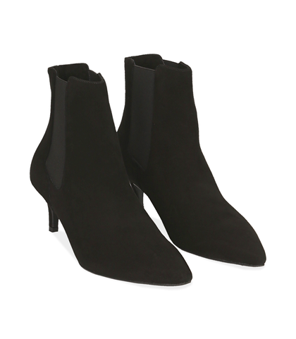 Chelsea boots neri in camoscio , Valerio 1966, 12D6T8401CMNERO035, 002
