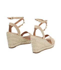 Zeppe donna beige in canvas con braccialetto, Valerio 1966, 25G4T2081CABEIG036, 004 preview