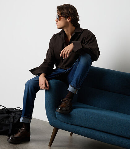 Camicia over da uomo in cotone testa di moro, Valerio 1966, 26Z3T0226COMOROI, 002