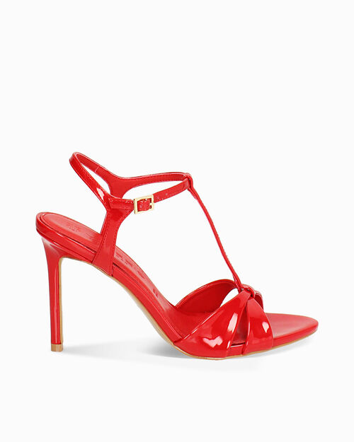 Sandalo donna rosso in vernice, tacco 9,5 cm, RED