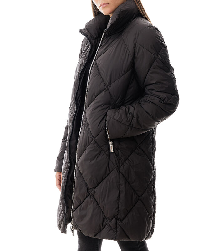 Piumino nero top lungo donna