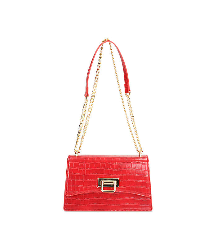 Borsa a tracolla da donna con stampa cocco rossa, Valerio 1966, 2551T6393CCROSSUNI