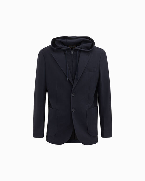 Giacca blu con cappuccio, BLUE