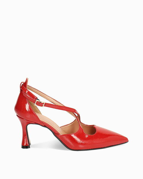 D&eacute;collet&eacute; rosse in naplak, stile ballet core, tacco 7 cm, RED