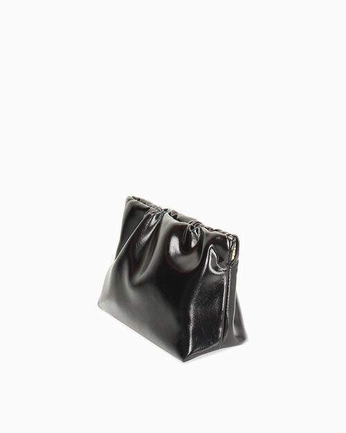 Mini bag nera in materiale lucido, BLACK