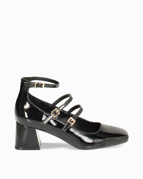 D&eacute;collet&eacute; nere in naplak, tacco largo 6 cm, BLACK