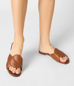 Sandalo basso da donna in pelle cognac, Valerio 1966, 2572T5249PECOGN035, 002 preview