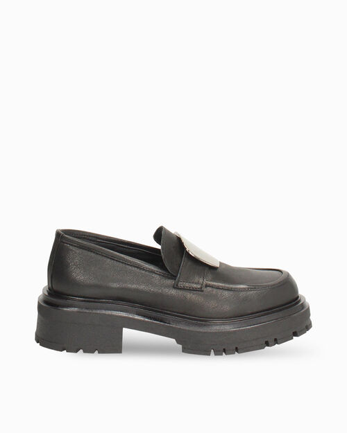 Mocassini in vera pelle nera urban, BLACK