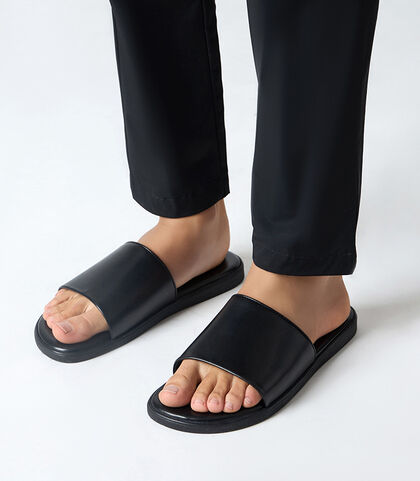 Sandali da uomo in pelle neri, Valerio 1966, 25U8T5349PENERO039, 002