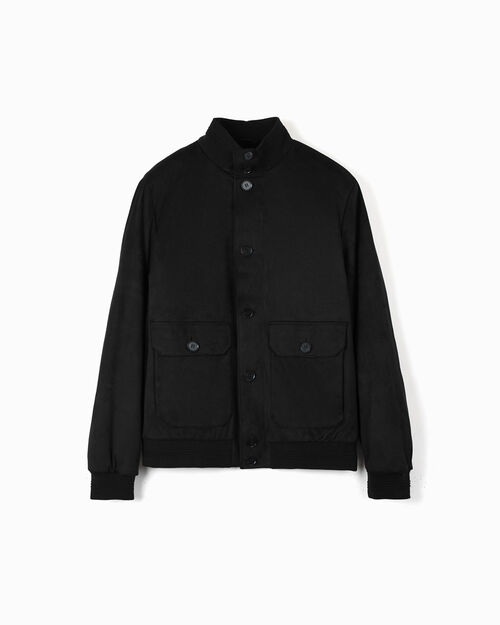 Giubbino nero in microfibra da uomo, BLACK
