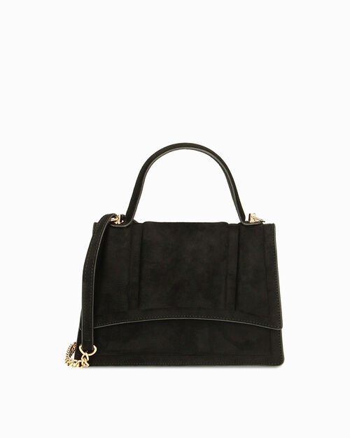 Mini-bag a mano nera in microfibra, BLACK