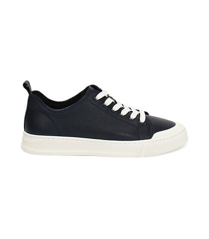 Sneakers da uomo blu in pelle, Valerio 1966, 25U6T8341PEBLUN039, 001