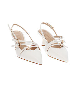 Décolleté slingback bianche, tacco 6 cm, Valerio 1966, 2521T8220EPBIAN035, 003 preview