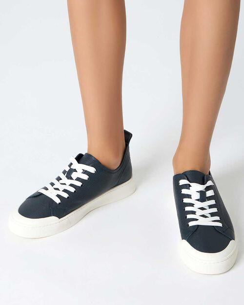 Sneakers da uomo blu in pelle, NAVY BLUE