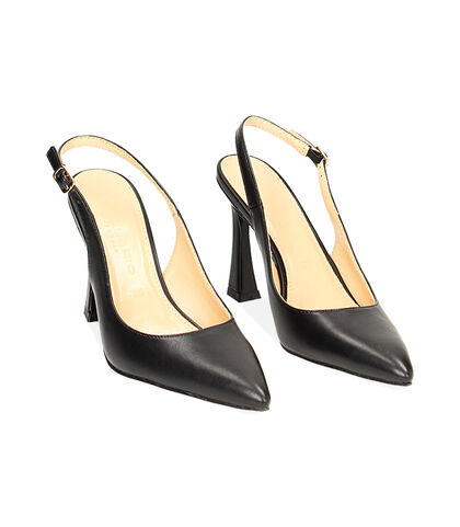 Décolleté slingback nere tacco 9,5 cm, 2321T9351EPNERO035, 002