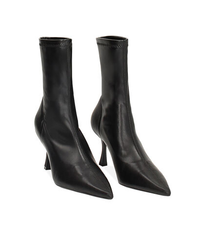 Tronchetto nero elastico, tacco 8 cm, Valerio 1966, 2421T6301EPNERO035, 002