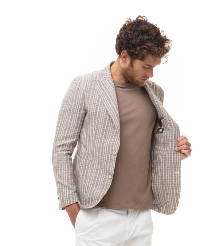 Abito Uomo Giacchetta Elegante Beige Giacca Beige In Lino BEIGE 46