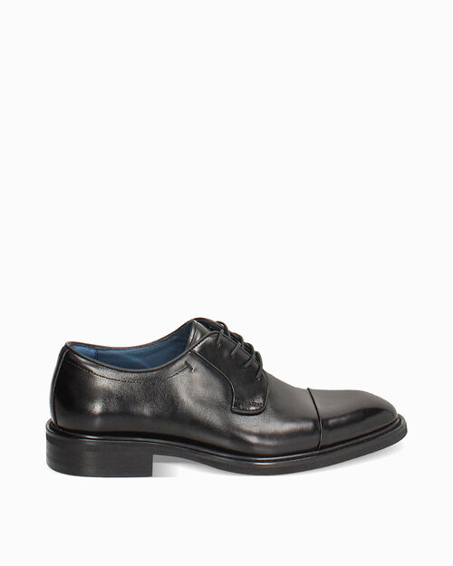 Scarpa allacciata da uomo in pelle nera, BLACK