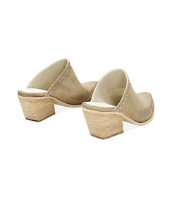 Sabot da donna in camoscio beige, Valerio 1966, 23L6T5006CMBEIG037, 003 preview