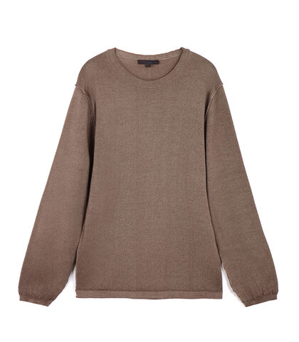 Maglione da uomo color fango in tessuto, Valerio 1966, 26J2T0111TSFANGI, 001