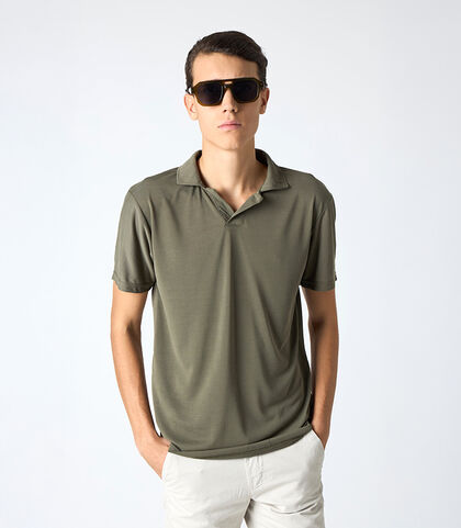 T-shirt uomo con colletto verde, Valerio 1966, 25N8T0043TSVERDI, 001