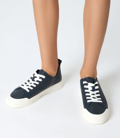 Sneakers da uomo blu in pelle, Valerio 1966, 25U6T8341PEBLUN039, 002