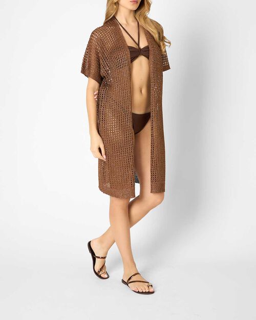 Poncho da donna in maglina color rame, COPPER
