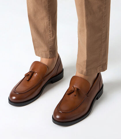 Mocassino da uomo in pelle cognac, Valerio 1966, 2514T1740PECOGN039, 002