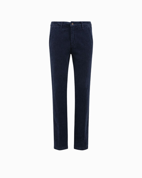 Pantaloni blu in velluto a coste vestibilit&agrave; regular, BLUE