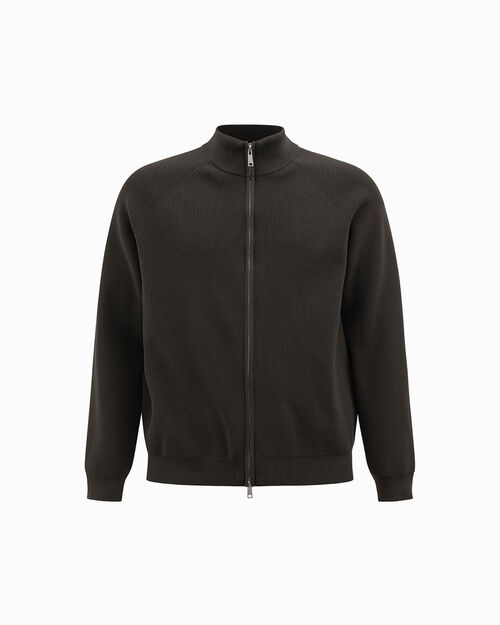 Maglione verde con zip, GREEN