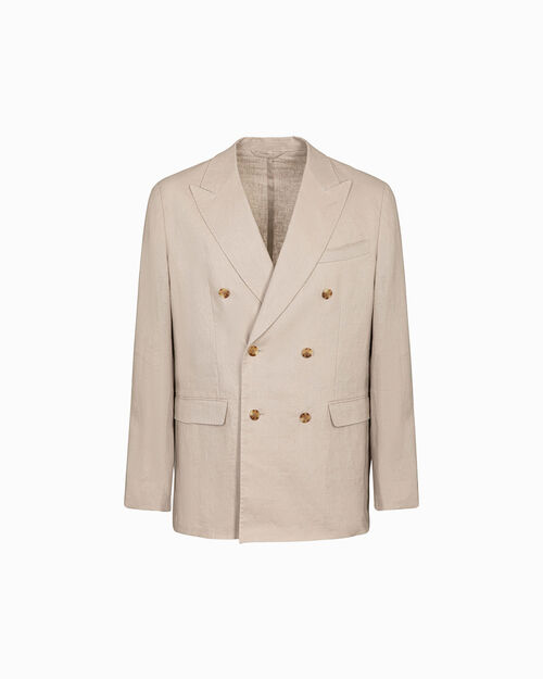 Giacca doppio petto sabbia con bottoni dorati, SAND