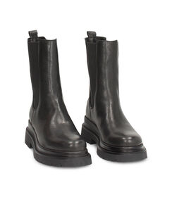 Beatles in vera pelle nera con suola in gomma alta 3,5 cm, Valerio 1966, 2610T0502PANERO035, 002 preview