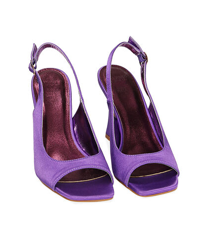 Décolleté Slingback Open Toe Viola, tacco 9,5 cm, Valerio 1966, 2121T7710RSVIOL035, 002