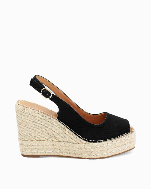 Zeppe donna nere in canvas, BLACK