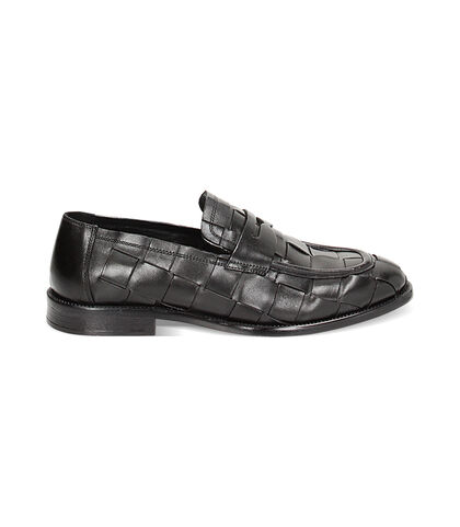 Mocassini neri in pelle intrecciata, Valerio 1966, 2314T6275PINERO039, 001