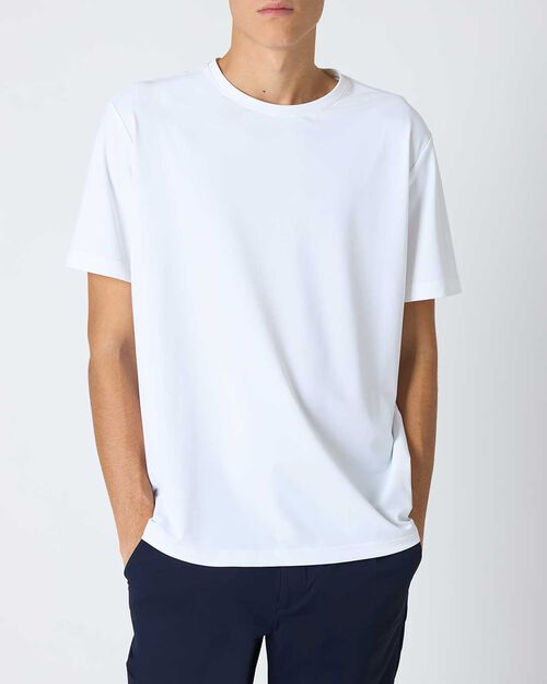 T-shirt da uomo stretch bianca, WHITE